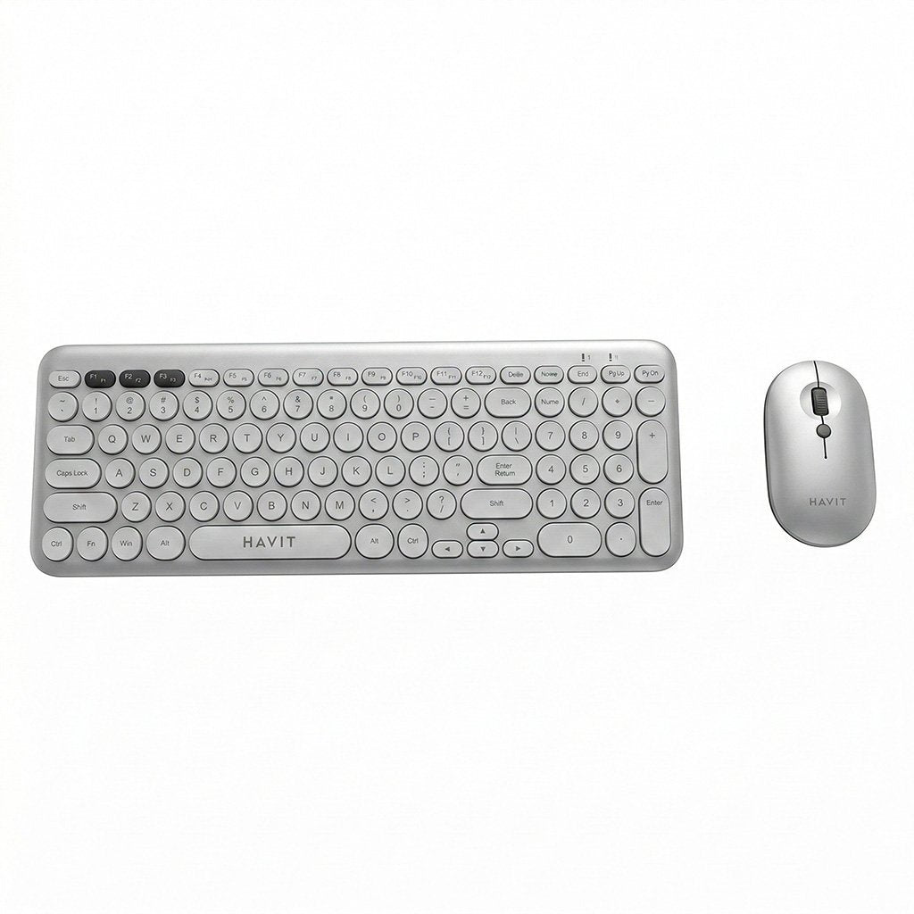 Combo Havit Teclado y Mouse Inalámbricos Gris – Teclado 104 Teclas + Mouse