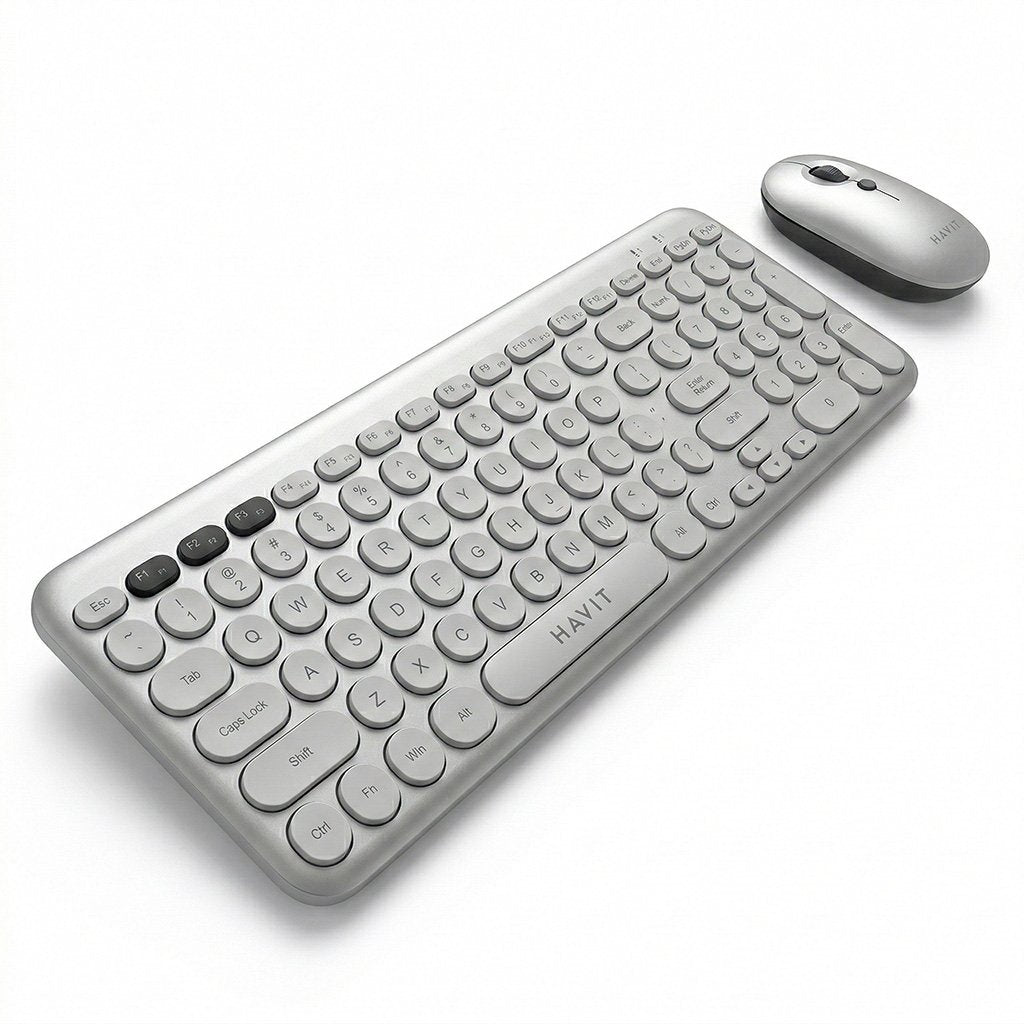 Combo Havit Teclado y Mouse Inalámbricos Gris – Teclado 104 Teclas + Mouse