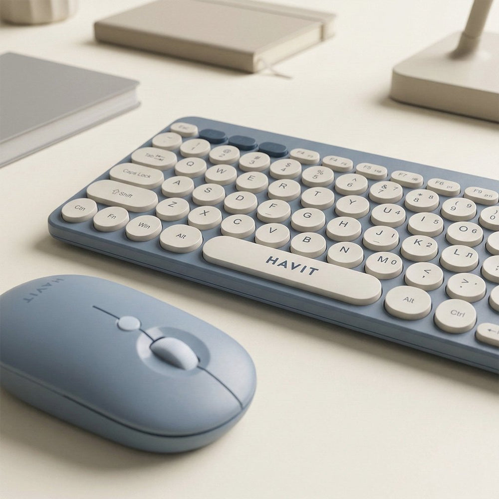 Combo Havit Teclado y Mouse Inalámbrico Azul