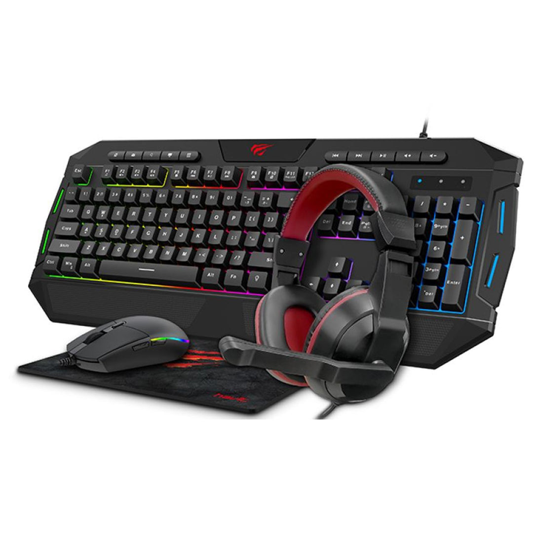 Combo Gamer 4 en 1 Teclado Mouse Auriculares y Mousepad USB para PC