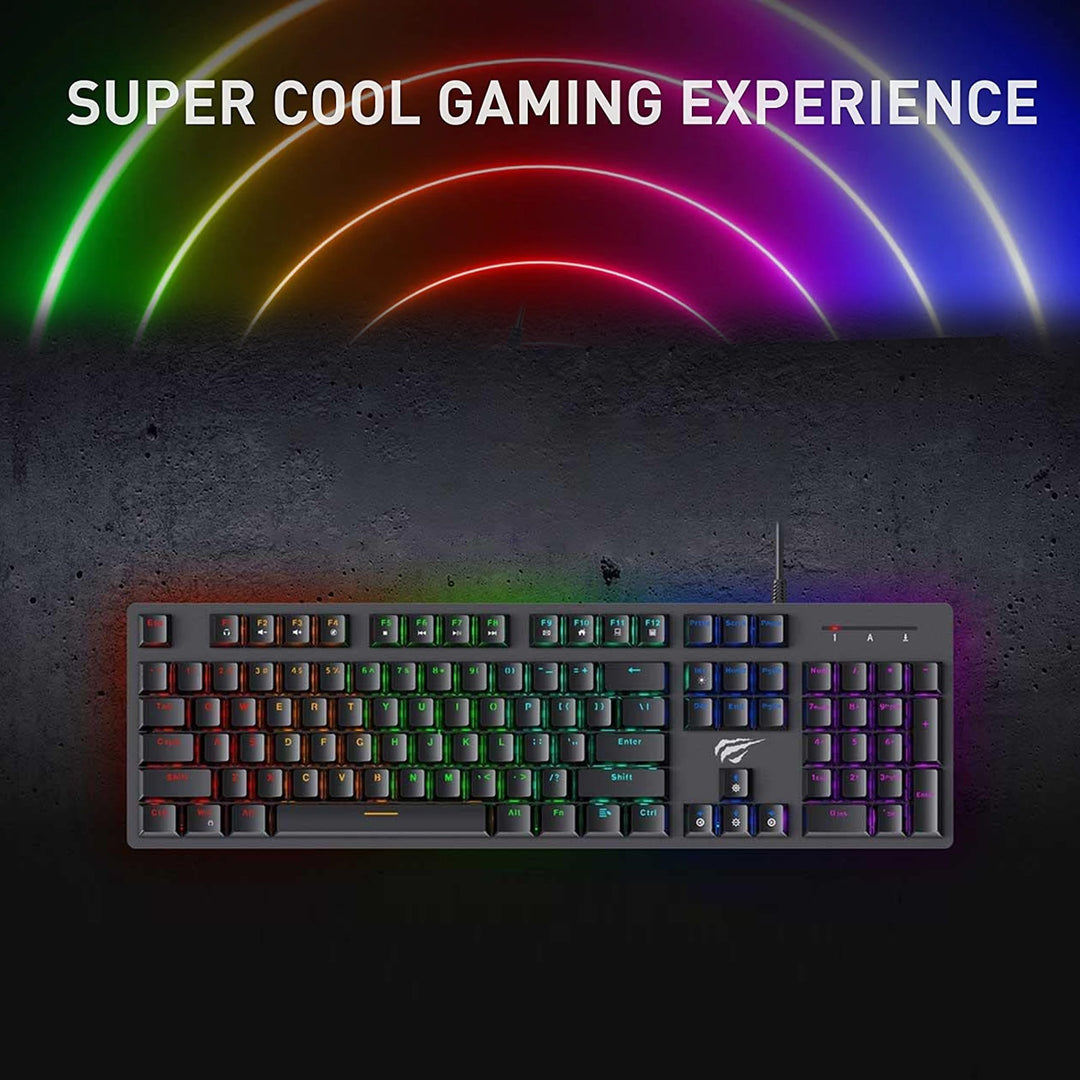 Teclado Gamer Mecánico Havit Retroiluminado 104 Teclas USB Inglés
