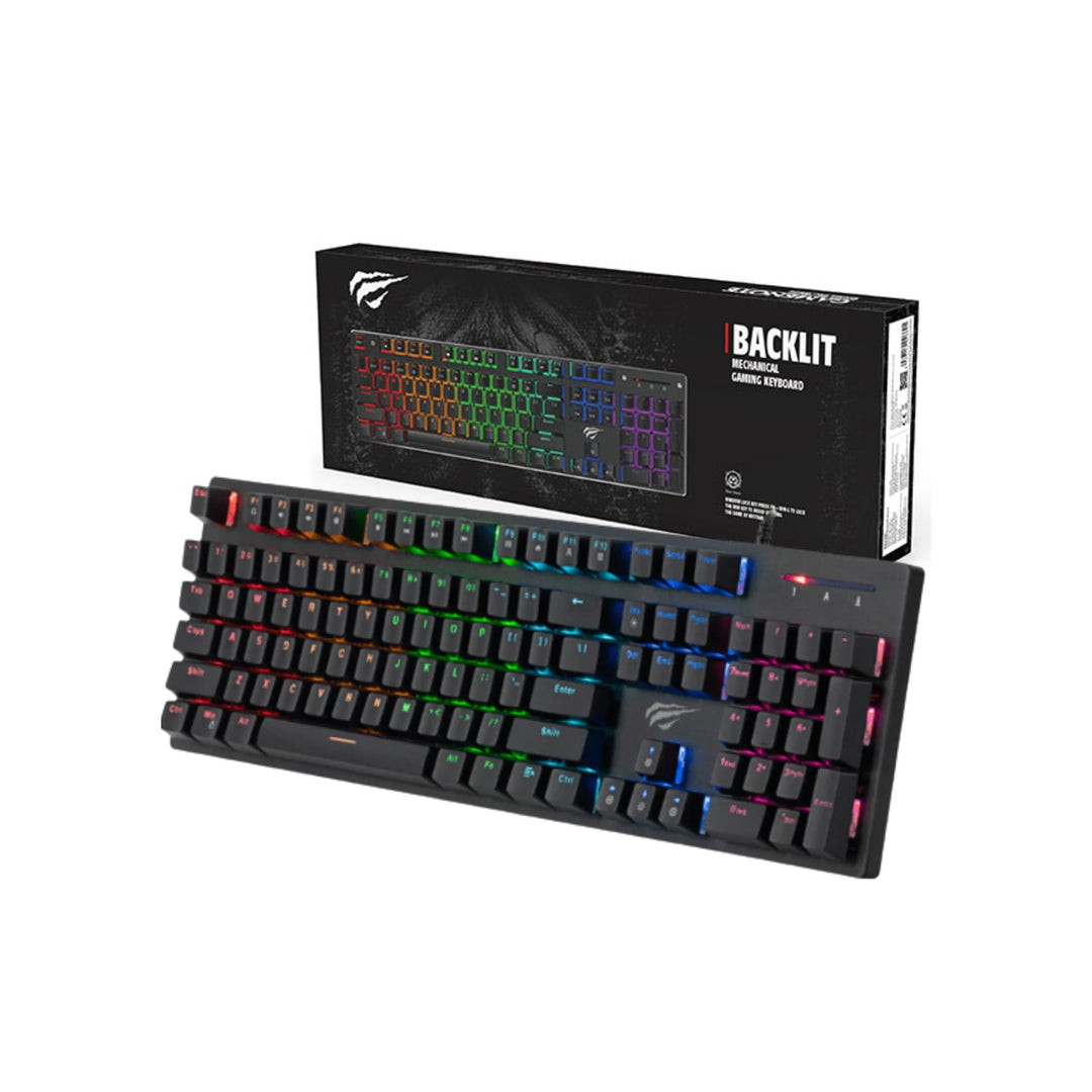 Teclado Gamer Mecánico Havit Retroiluminado 104 Teclas USB Inglés