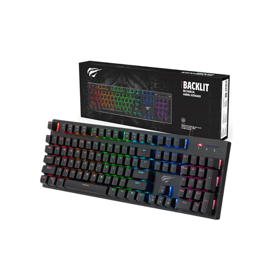 Teclado Gamer Mecánico Havit Retroiluminado 104 Teclas USB Inglés
