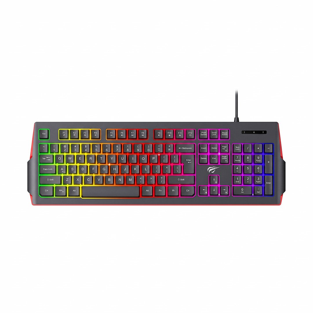 Teclado Havit gamer retroiluminado multifunción con cable USB de 1.5 m, 467 × 197 × 27 mm