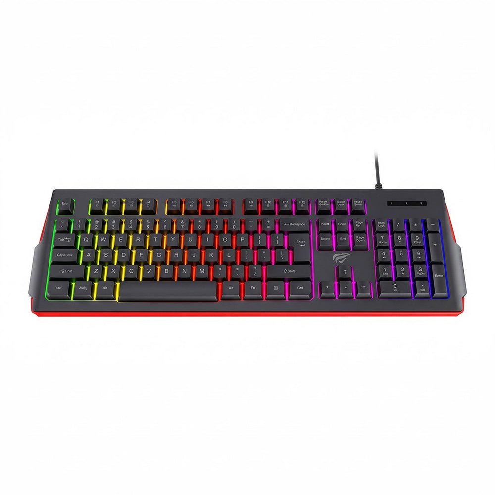 Teclado Havit gamer retroiluminado multifunción con cable USB de 1.5 m, 467 × 197 × 27 mm