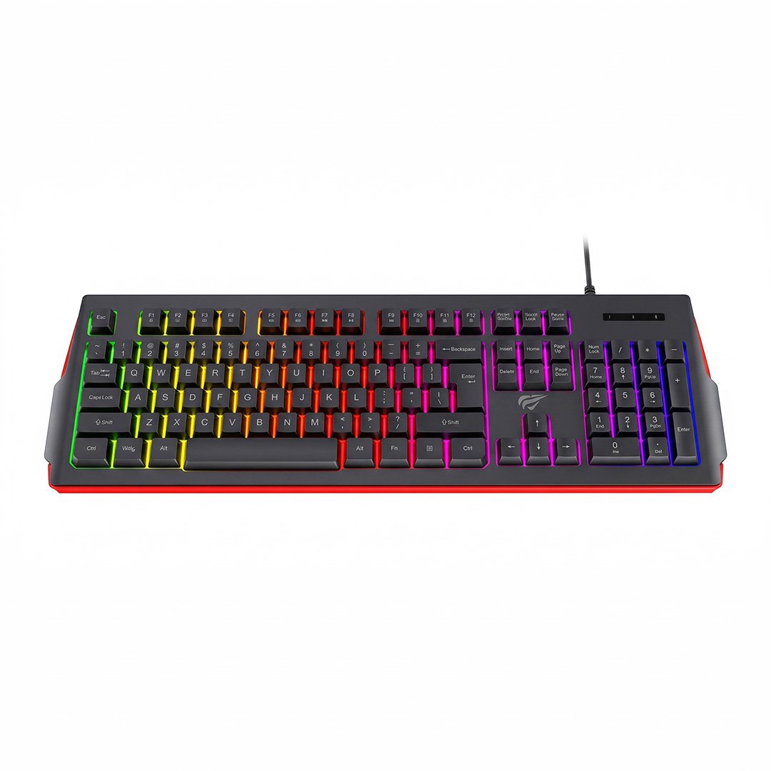Teclado Havit gamer retroiluminado multifunción con cable USB de 1.5 m, 467 × 197 × 27 mm