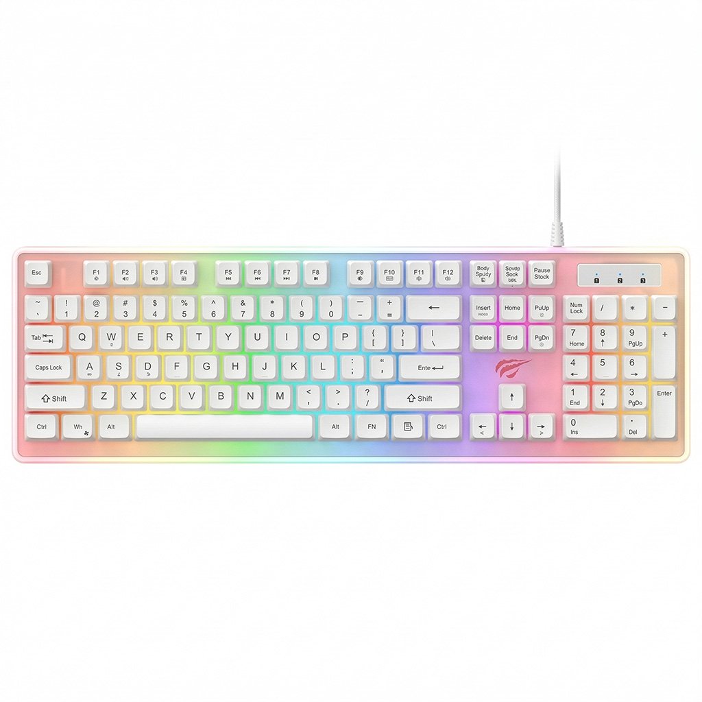 Teclado Gamer Blanco Retroiluminado RGB – 104 Teclas