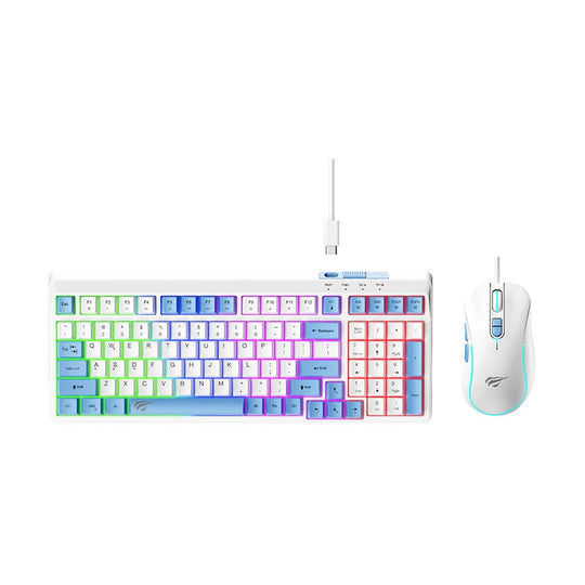Combo Teclado y Mouse Havit KB891 USB Blanco y Azul