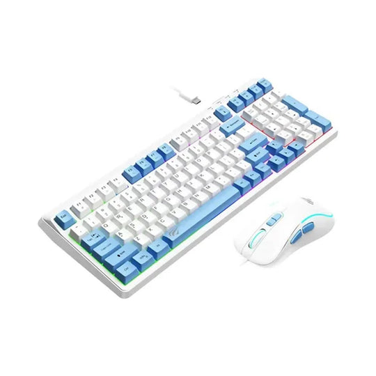 Combo Teclado y Mouse Havit KB891 USB Blanco y Azul