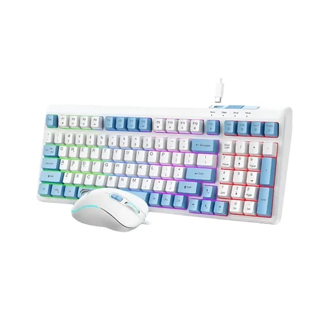 Combo Teclado y Mouse Havit KB891 USB Blanco y Azul