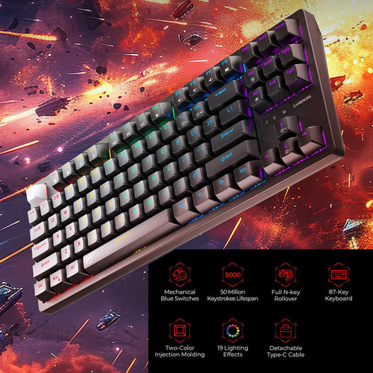 Teclado Mecánico Gamer Havit KB892 RGB 87 Teclas Switch Blue