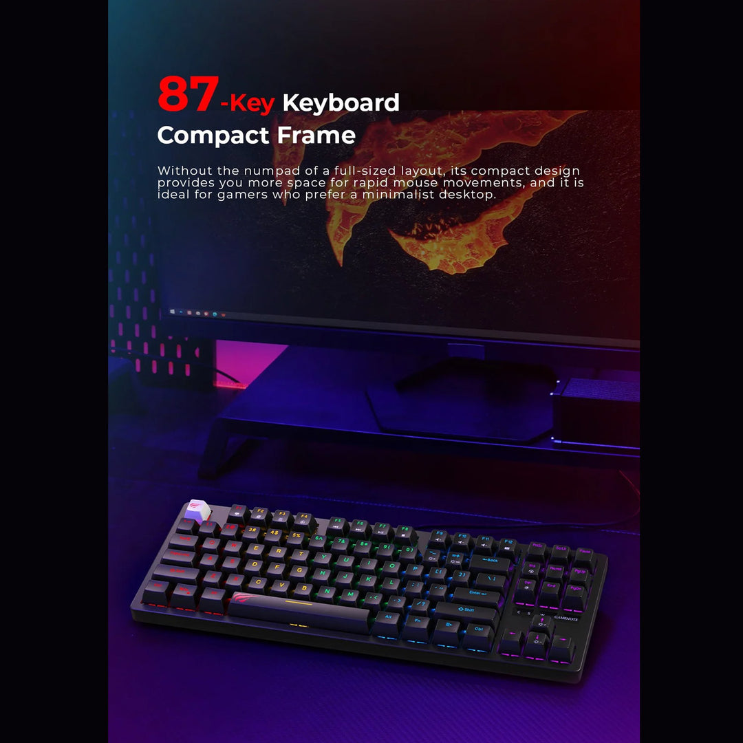 Teclado Mecánico Gamer Havit KB892 RGB 87 Teclas Switch Blue