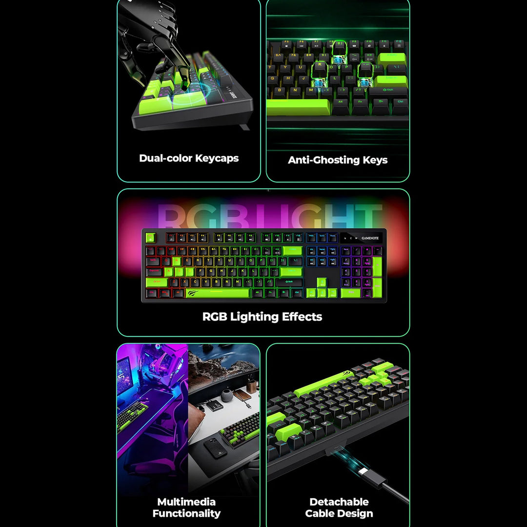 Teclado Mecánico Gamer Havit RGB 104 Teclas Switch Blue Negro Verde