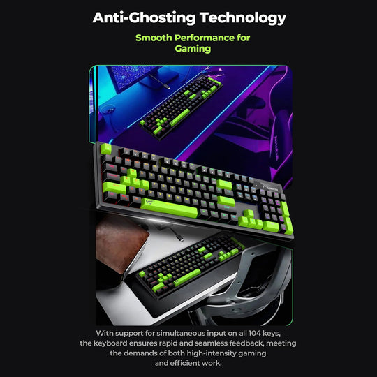 Teclado Mecánico Gamer Havit RGB 104 Teclas Switch Blue Negro Verde
