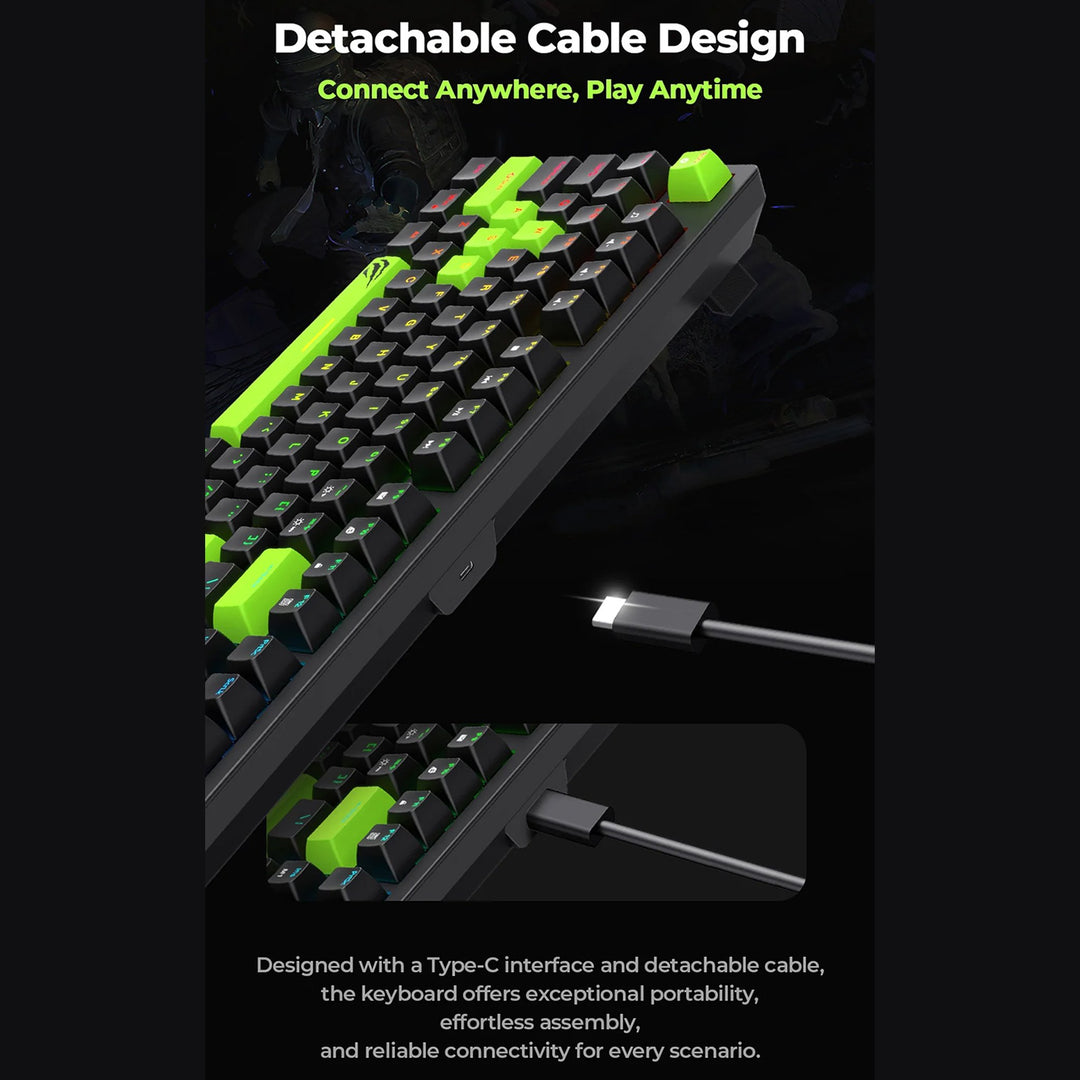 Teclado Mecánico Gamer Havit RGB 104 Teclas Switch Blue Negro Verde