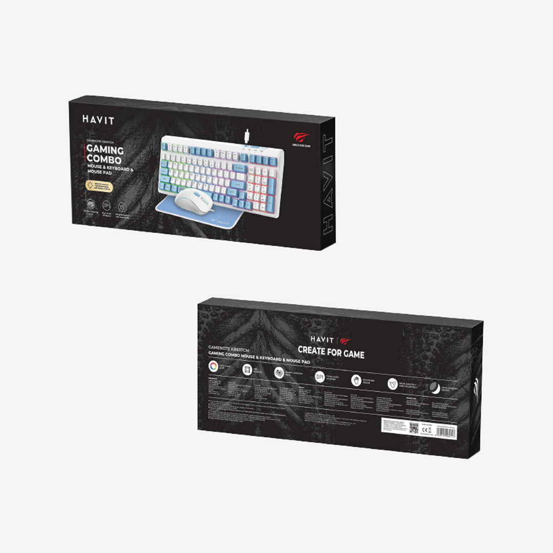 Combo Gamer Havit Teclado, Mouse y Mousepad KB897CM