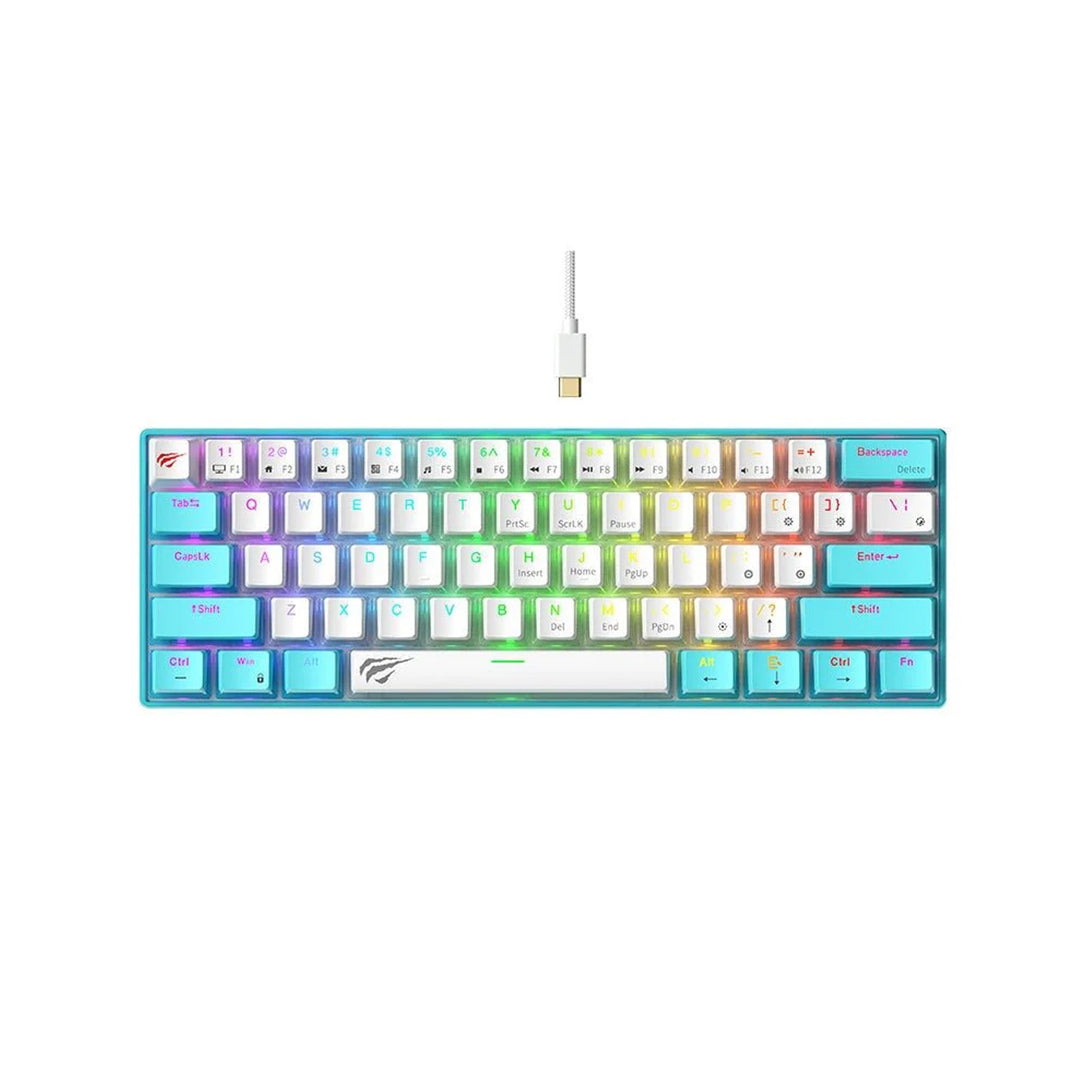 Teclado Mecánico Gamer Havit KB903L 60% Blanco RGB USB-C Compacto
