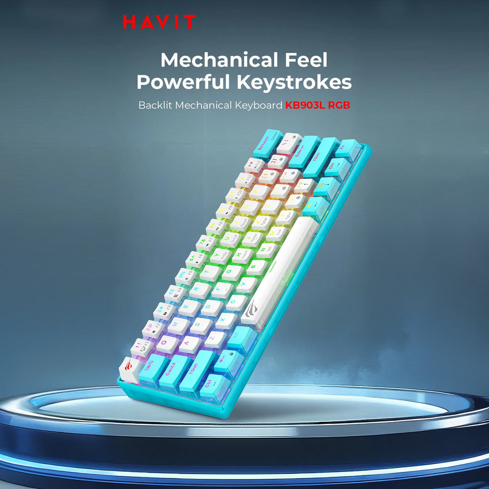 Teclado Mecánico Gamer Havit KB903L 60% Blanco RGB USB-C Compacto