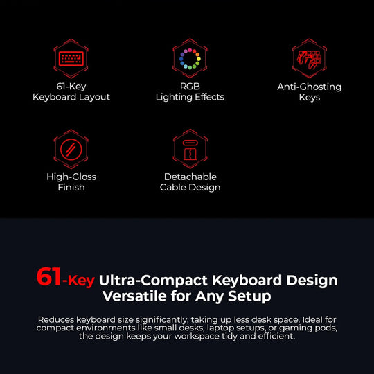 Teclado Mecánico Gamer Havit KB903L 60% Blanco RGB USB-C Compacto