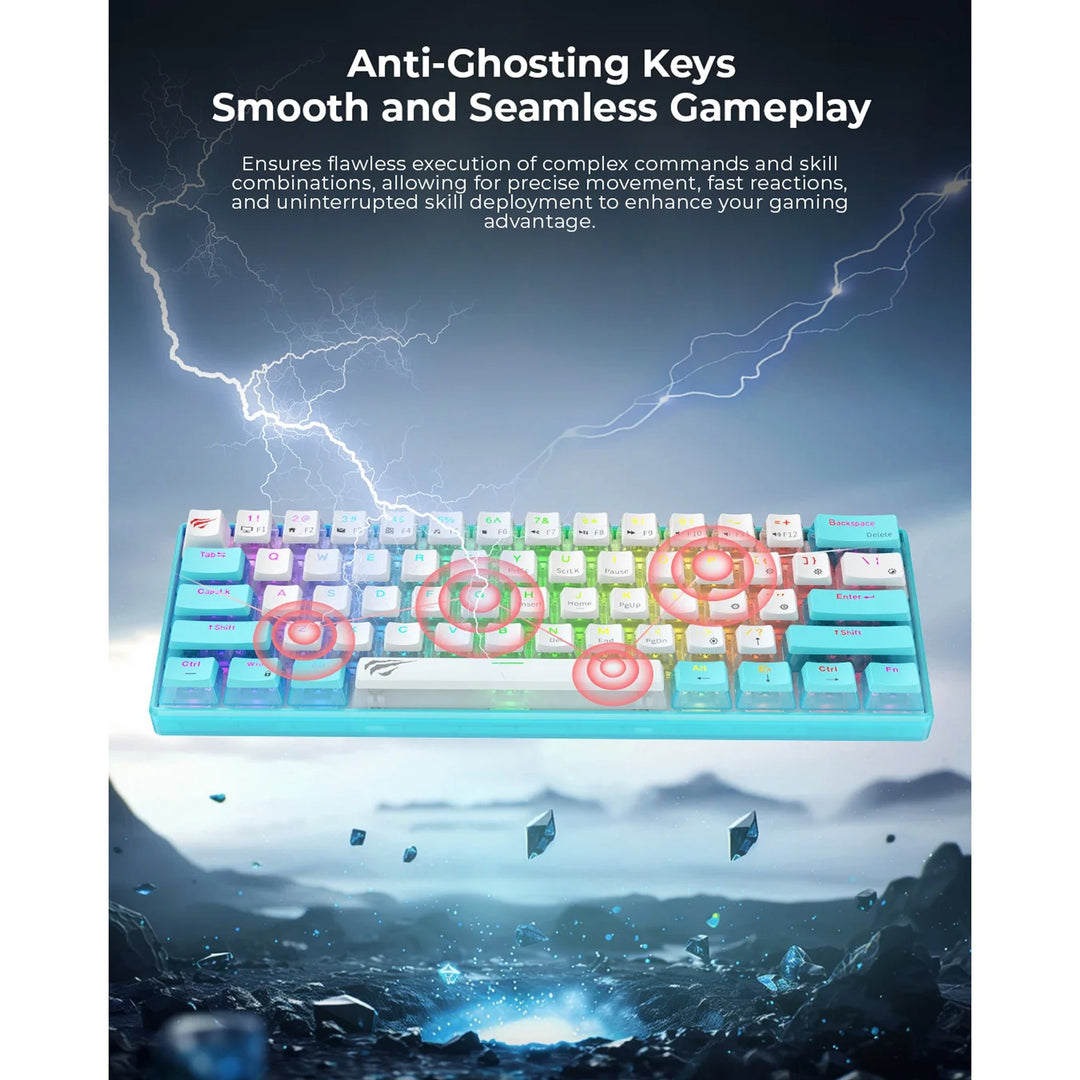 Teclado Mecánico Gamer Havit KB903L 60% Blanco RGB USB-C Compacto