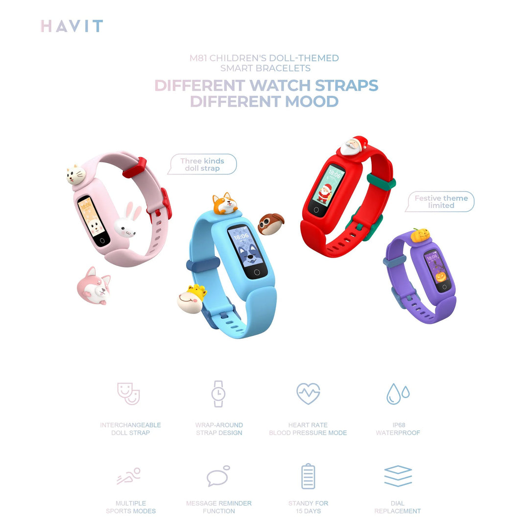 Smartwatch Infantil Havit Rosa Bluetooth IP67 con Monitor de Salud