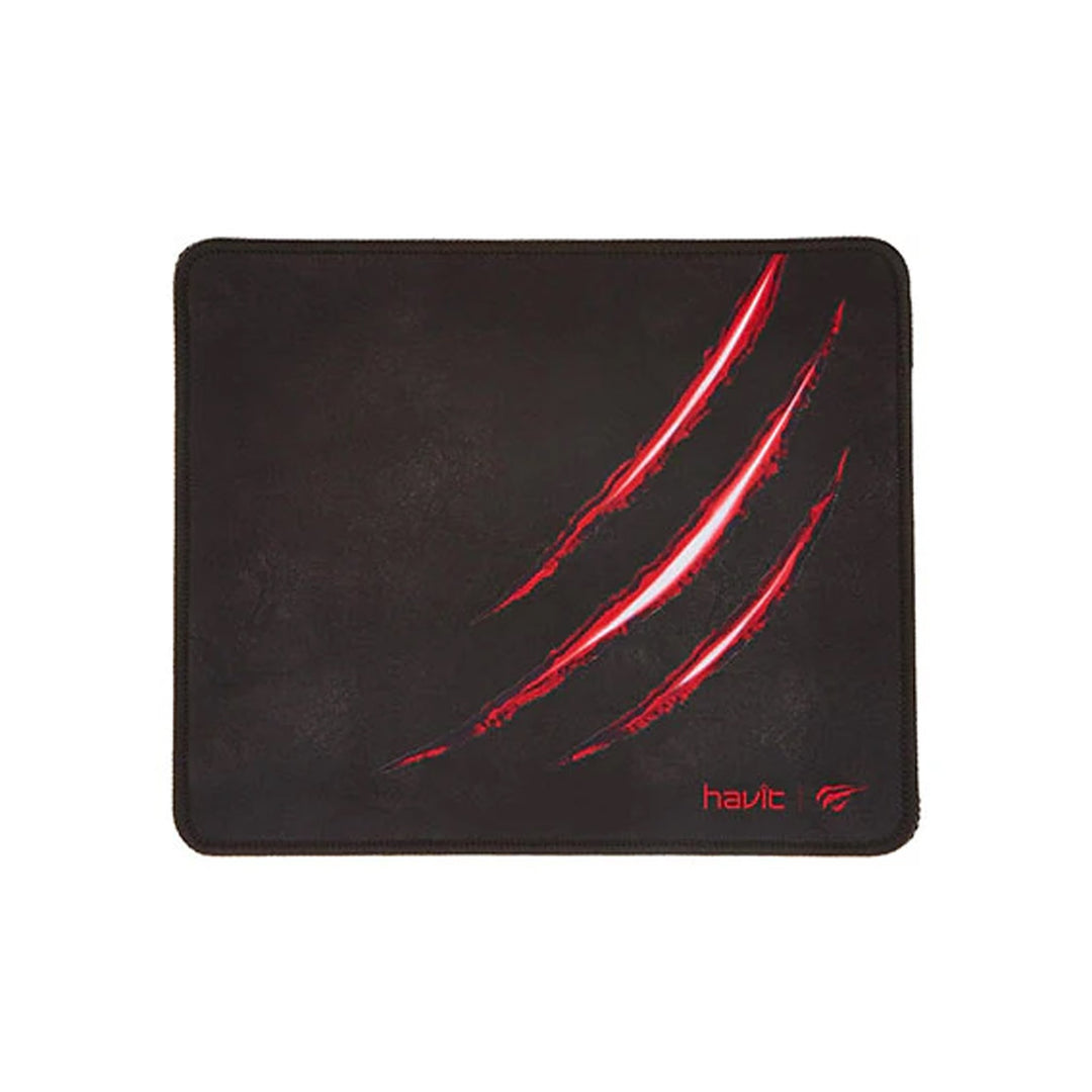 Mousepad Havit Gaming Cuadrado Negro con Diseño Rasgado de Garras Rojas