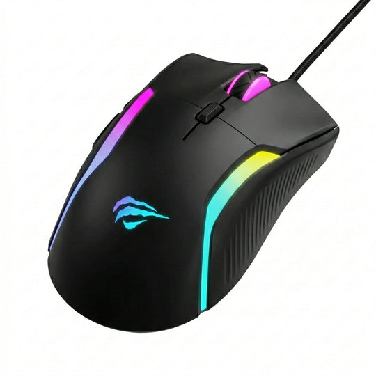 Mouse Gamer Havit Retroiluminado USB 7200 DPI – Negro Translúcido con Cable