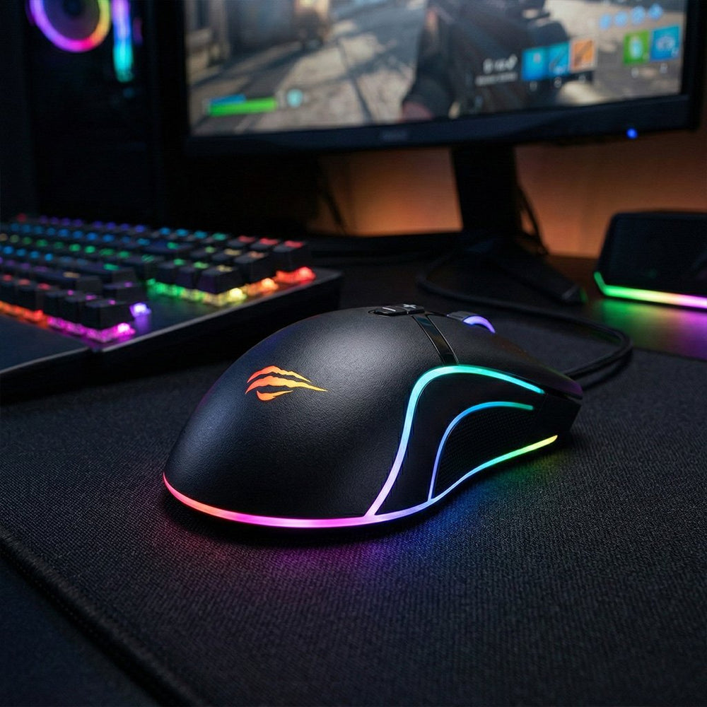 Mouse Gamer Havit RGB 6400 DPI USB con Cable 1.5 m – Mouse Gaming 7 Botones