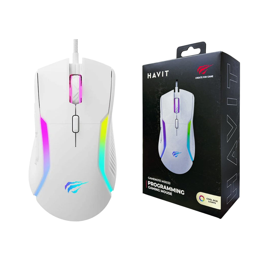 Mouse Gamer Havit MS1033 RGB 8000 DPI 9 Botones Peso Ajustable