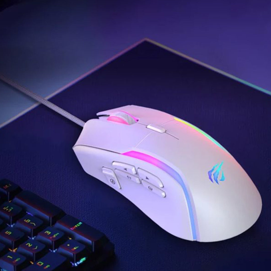 Mouse Gamer Havit MS1033 RGB 8000 DPI 9 Botones Peso Ajustable