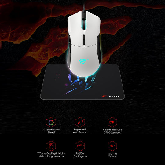 Kit Gamer Havit MS1037CM Mouse + Mousepad RGB 7200 DPI