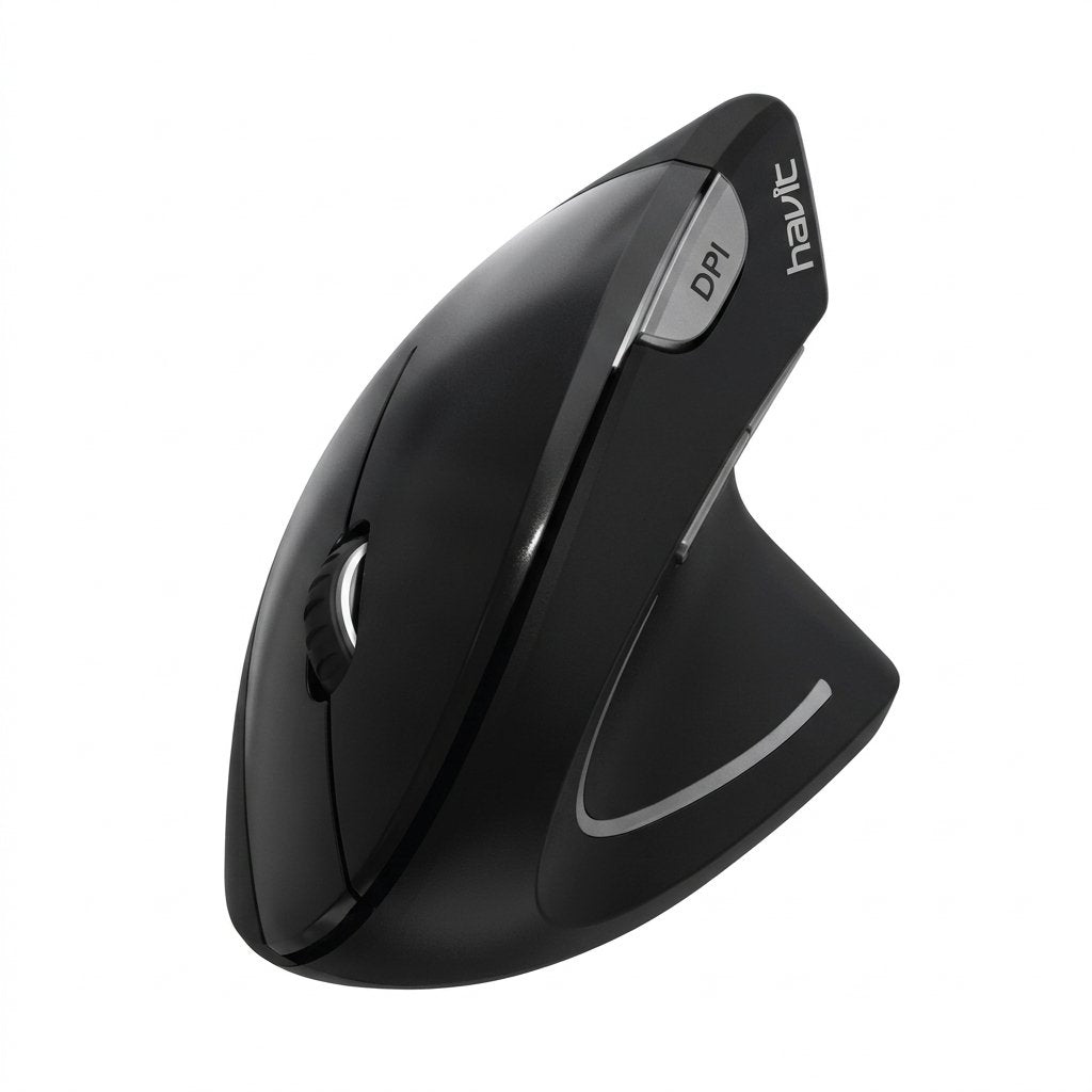 Mouse Havit Inalámbrico Vertical 1600 DPI Ergonómico USB 2.4GHz – Negro