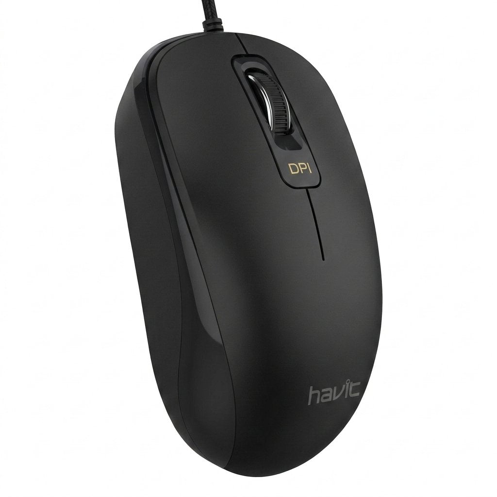 Mouse Havit USB 1000 DPI con Cable 1.35 m – Negro