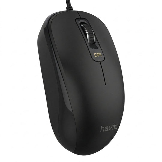 Mouse Havit USB 1000 DPI con Cable 1.35 m – Negro