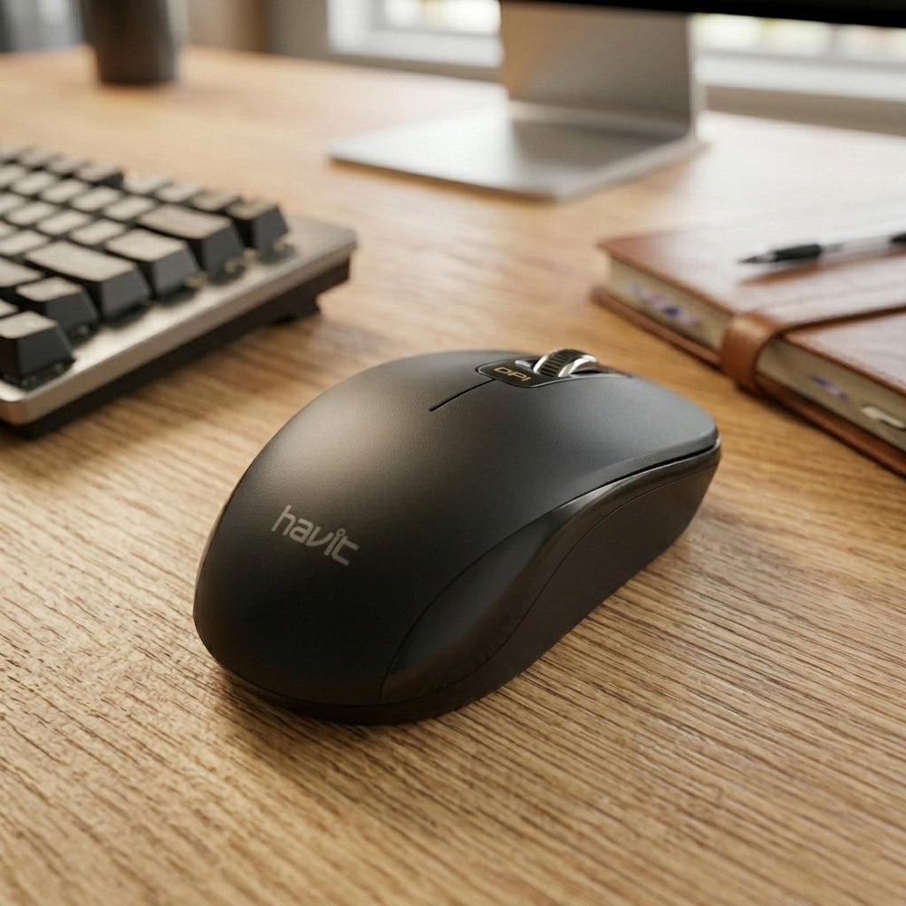 Mouse Havit USB 1000 DPI con Cable 1.35 m – Negro