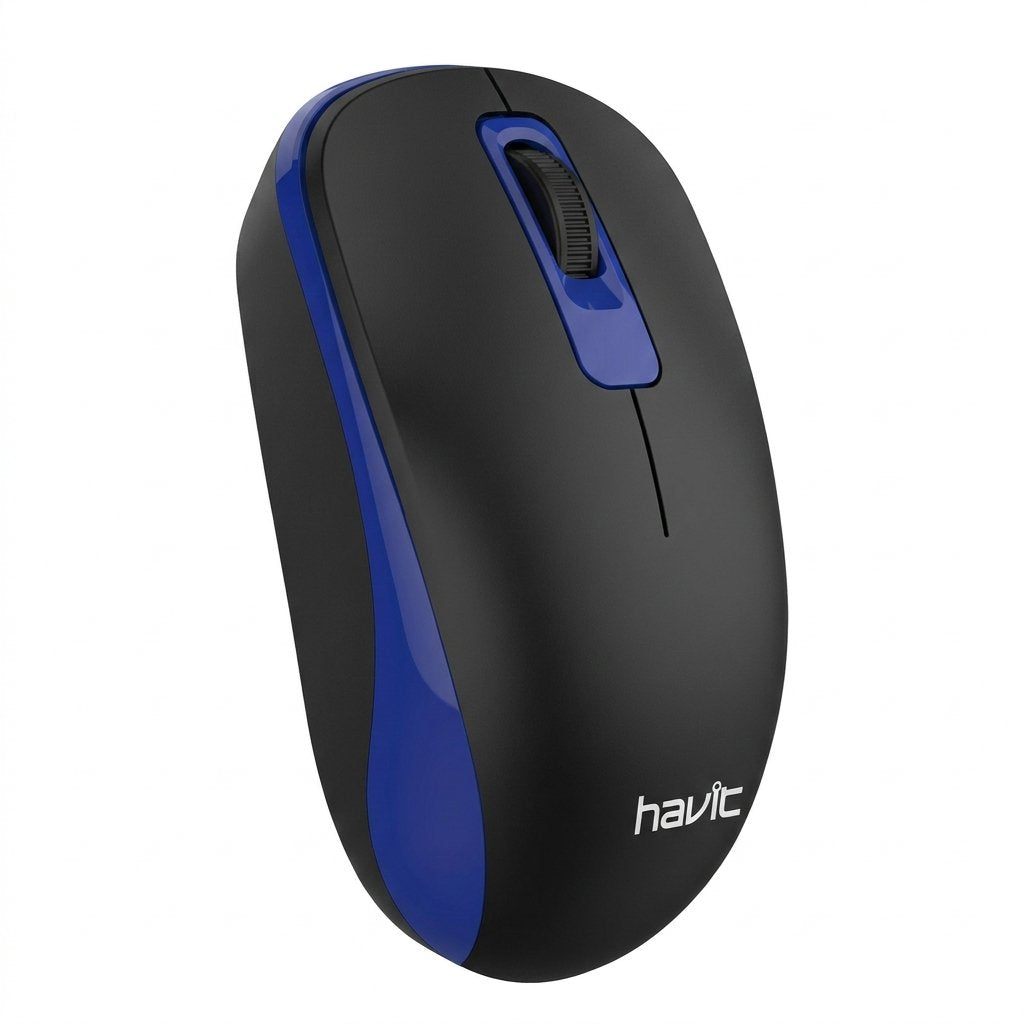 Mouse Havit USB 1000 DPI con Cable 1.35 m – Negro y Azul
