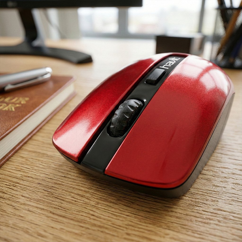 Mouse Havit Inalámbrico HV-MS989GT 1600 DPI 2.4GHz – Rojo y Negro