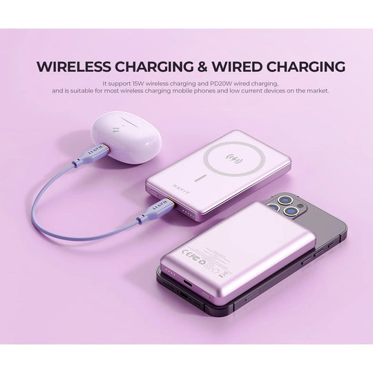 Power Bank Havit PB5202 5000 mAh Magnético con Carga Inalámbrica 15W