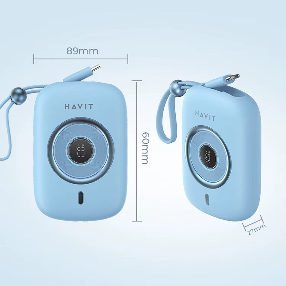 Power Bank Havit 10000mAh 35W Azul con Carga Rápida PD USB-C