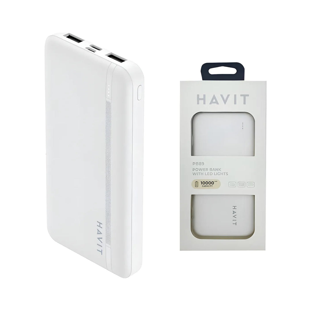 Power Bank Havit PB89 10000 mAh con Pantalla LED – Blanco