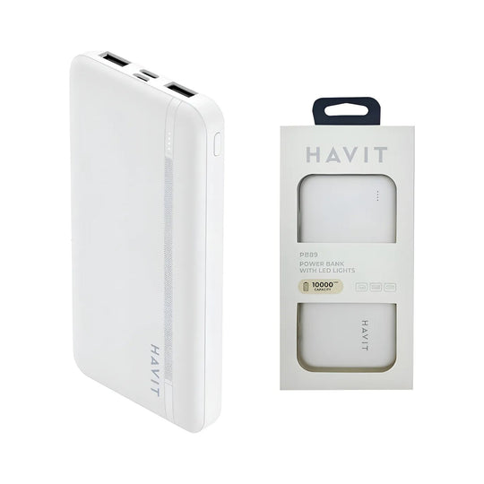 Power Bank Havit PB89 10000 mAh con Pantalla LED – Blanco