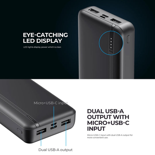 Power Bank Havit PB90 10000mAh Negro con 2 USB y USB-C