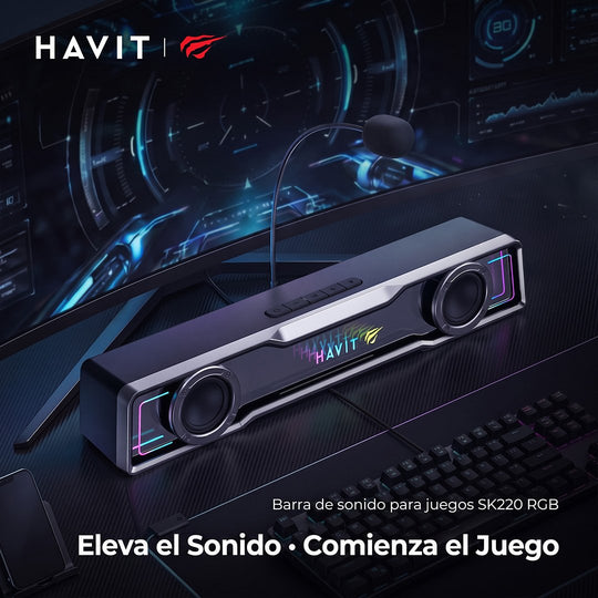 Soundbar Gamer Havit SK220 RGB Bluetooth con Micrófono