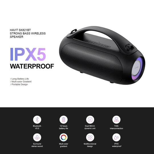 Parlante Bluetooth Havit SK821 Strong Bass 16W IPX5