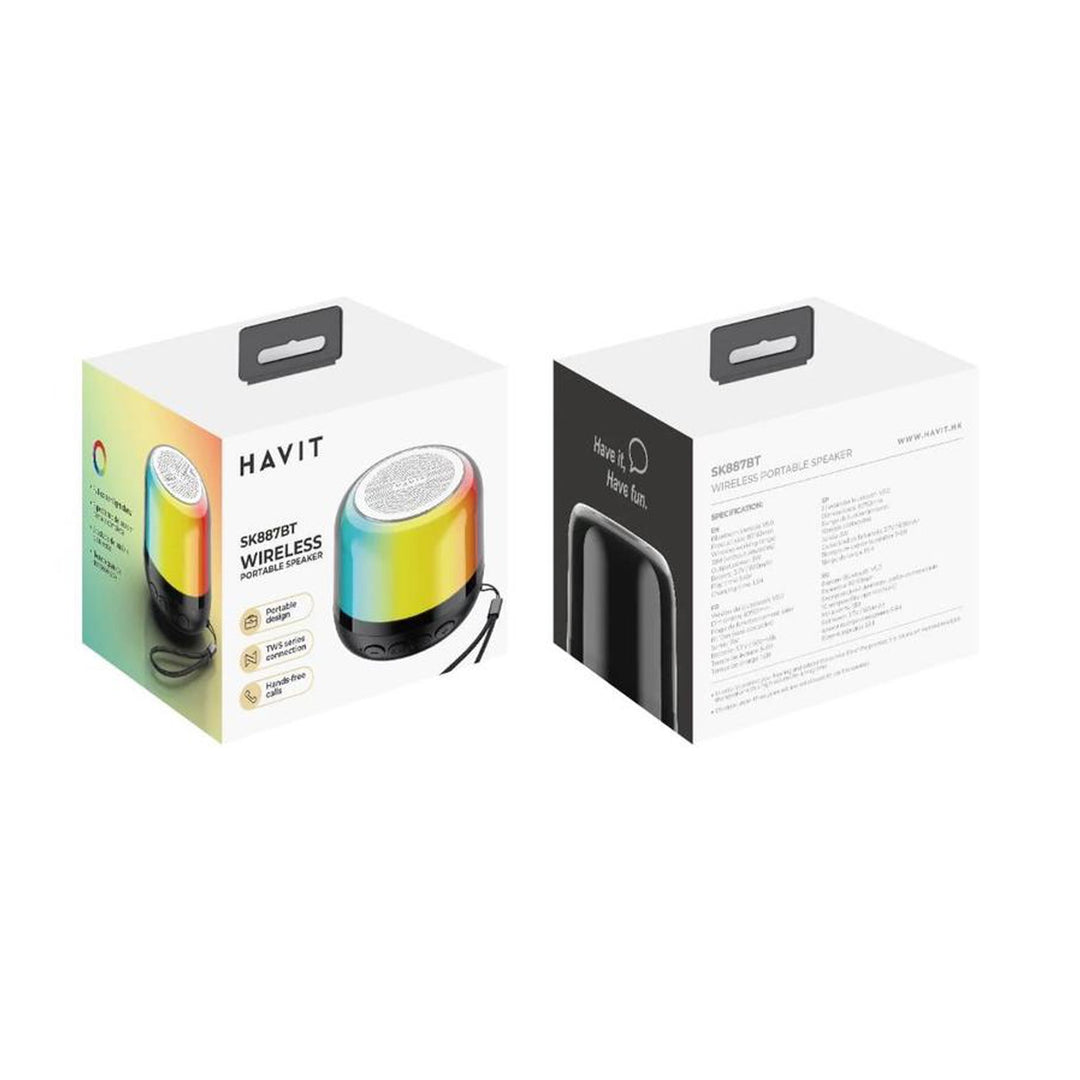 Parlante Bluetooth Havit SK887BT RGB Negro Portátil TWS