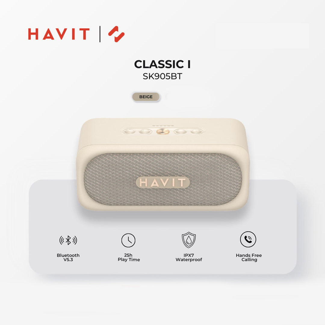Parlante Bluetooth Havit SK905 20W IPX7 25H Portátil Beige
