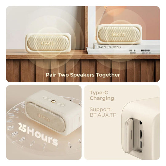 Parlante Bluetooth Havit SK905 20W IPX7 25H Portátil Beige