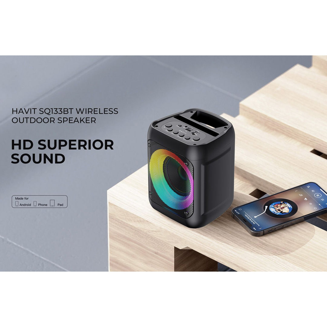 Parlante Trolley Havit Bluetooth RGB Portátil con Micrófono 8W