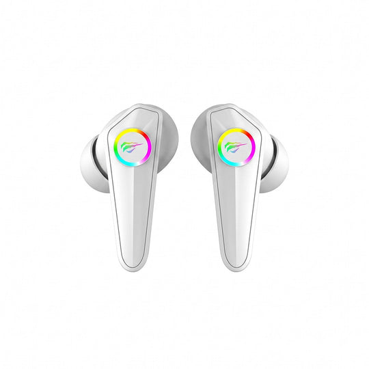 Auricular Havit inalámbrico Bluetooth 5.0 con control táctil y RGB, blanco