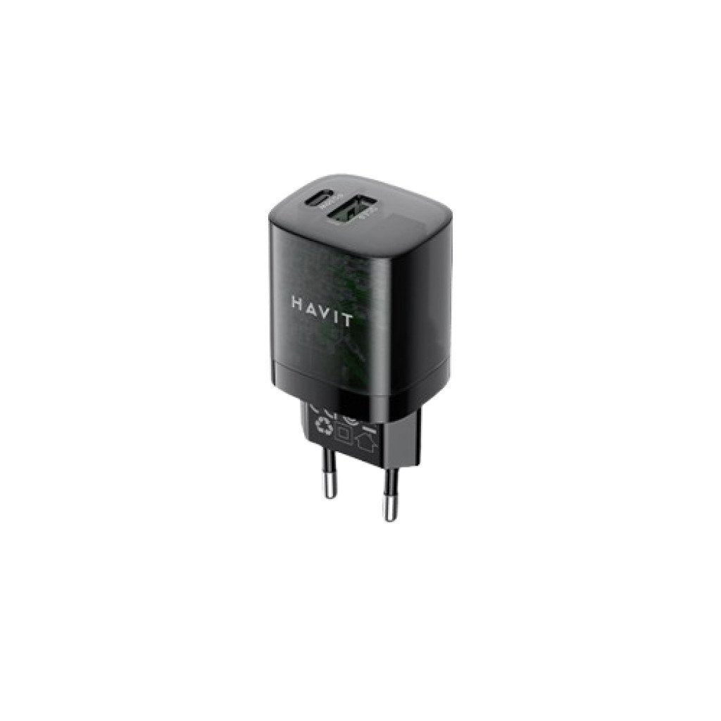 Cargador de Pared Havit 30W GaN USB-C + USB-A Carga Rápida